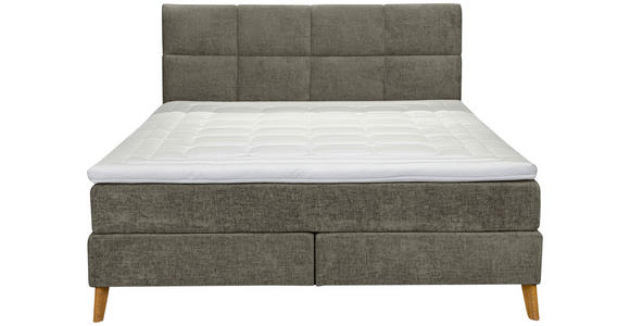 BOXSPRINGBETT 180/200 cm  in Dunkelgrau  - Eichefarben/Dunkelgrau, KONVENTIONELL, Holz/Textil (180/200cm) - Carryhome