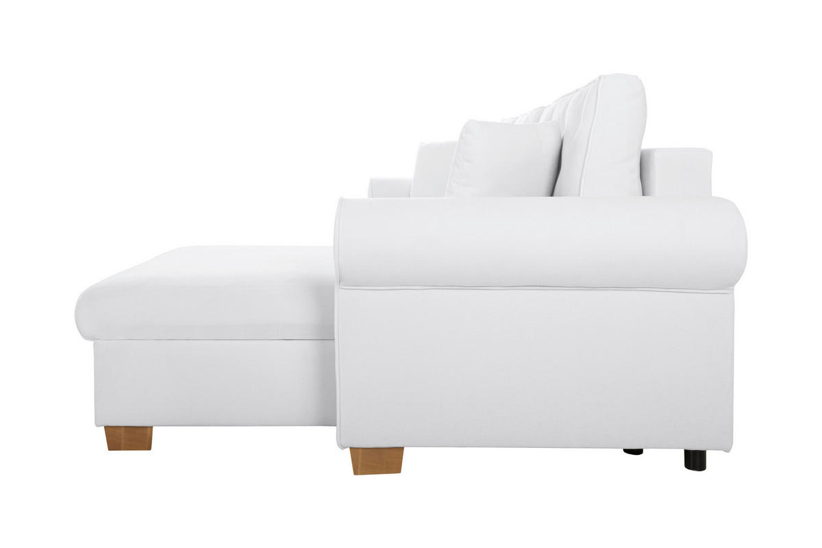 ECKSOFA in Creme  - Buchefarben/Creme, Design, Holz/Textil (266/161cm) - MID.YOU