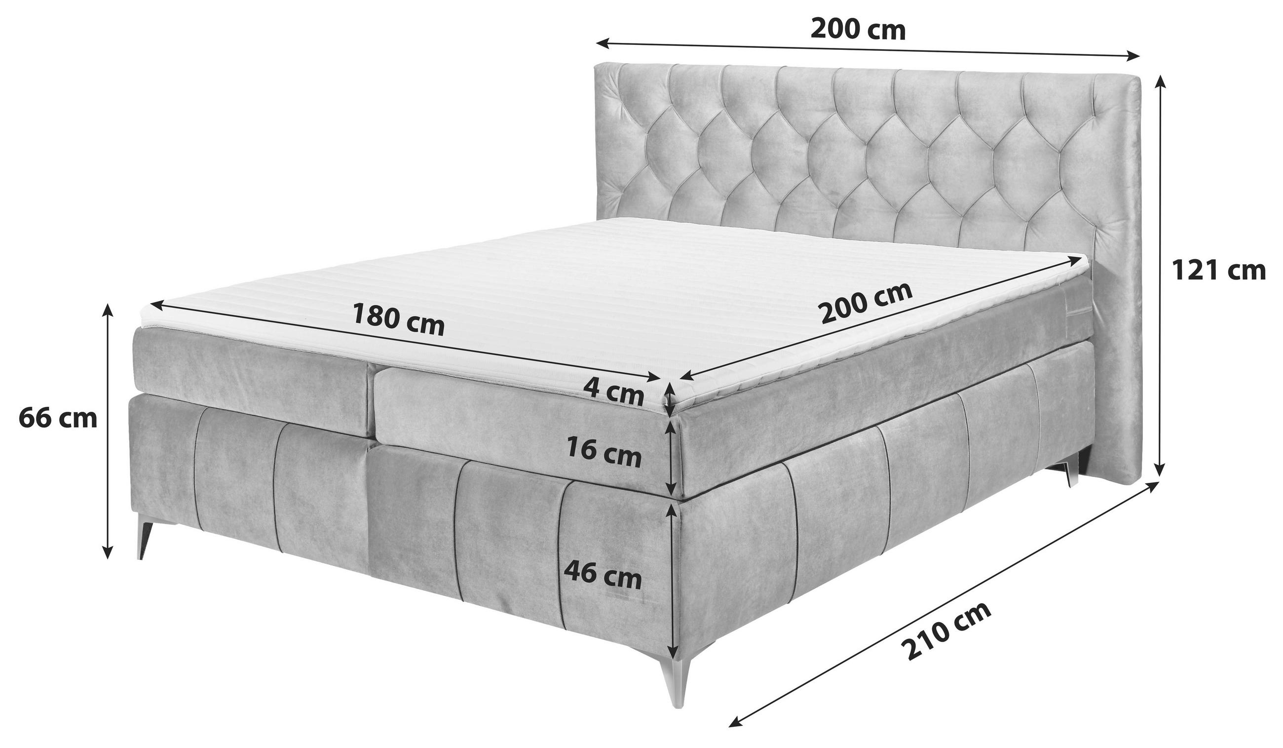 BOXSPRINGBETT 180/200 cm in Anthrazit - Anthrazit/Schwarz, Basics, Holzwerkstoff/Kunststoff (180/200cm) - MID.YOU