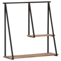 WANDREGAL Akazie massiv Anthrazit, Akaziefarben  - Anthrazit/Akaziefarben, Design, Holz/Metall (80/80/25cm)