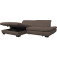 ECKSOFA in Mikrofaser Hellbraun  198/290 cm  - Hellbraun/Schwarz, Design, Textil/Metall (198/290cm) - Xora