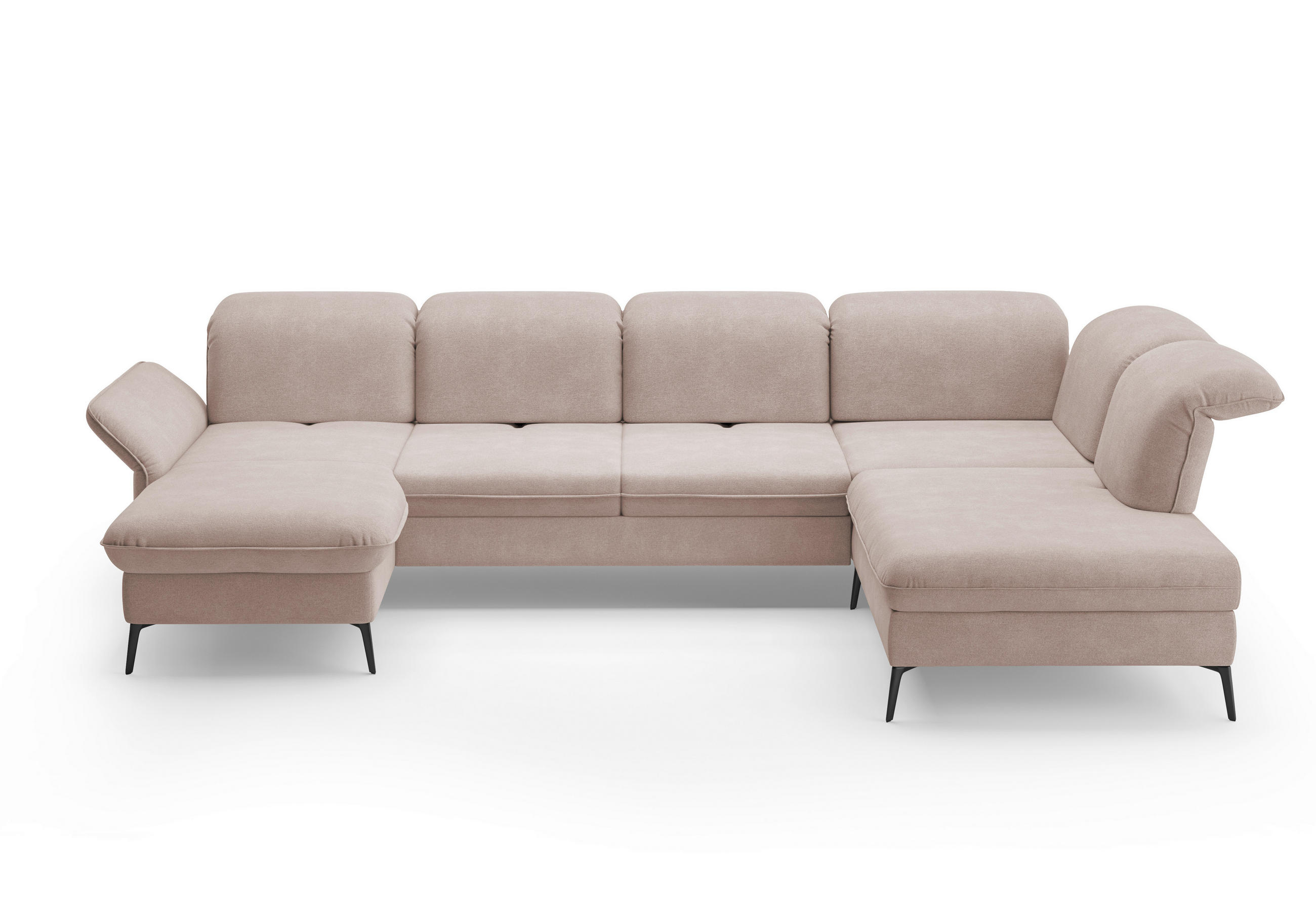 WOHNLANDSCHAFT in Flachgewebe Greige  - Greige/Schwarz, KONVENTIONELL, Textil/Metall (198/359/231cm) - Sit & More