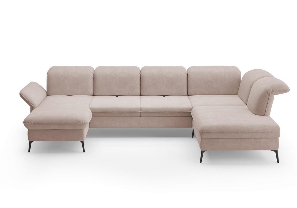 WOHNLANDSCHAFT in Flachgewebe Greige  - Greige/Schwarz, Konventionell, Textil/Metall (198/359/231cm) - Sit & More