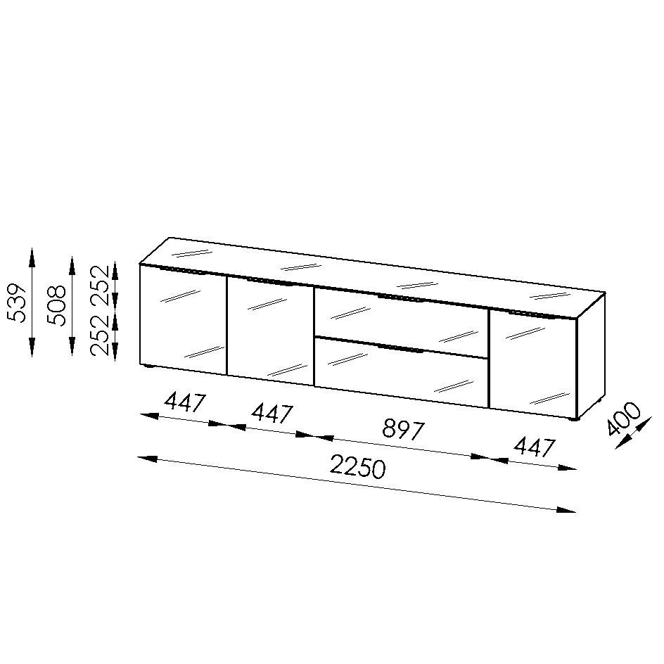 LOWBOARD Style  in 225/53,9/40 cm  - Chromfarben/Anthrazit, Basics, Glas/Holzwerkstoff (225/53,9/40cm)