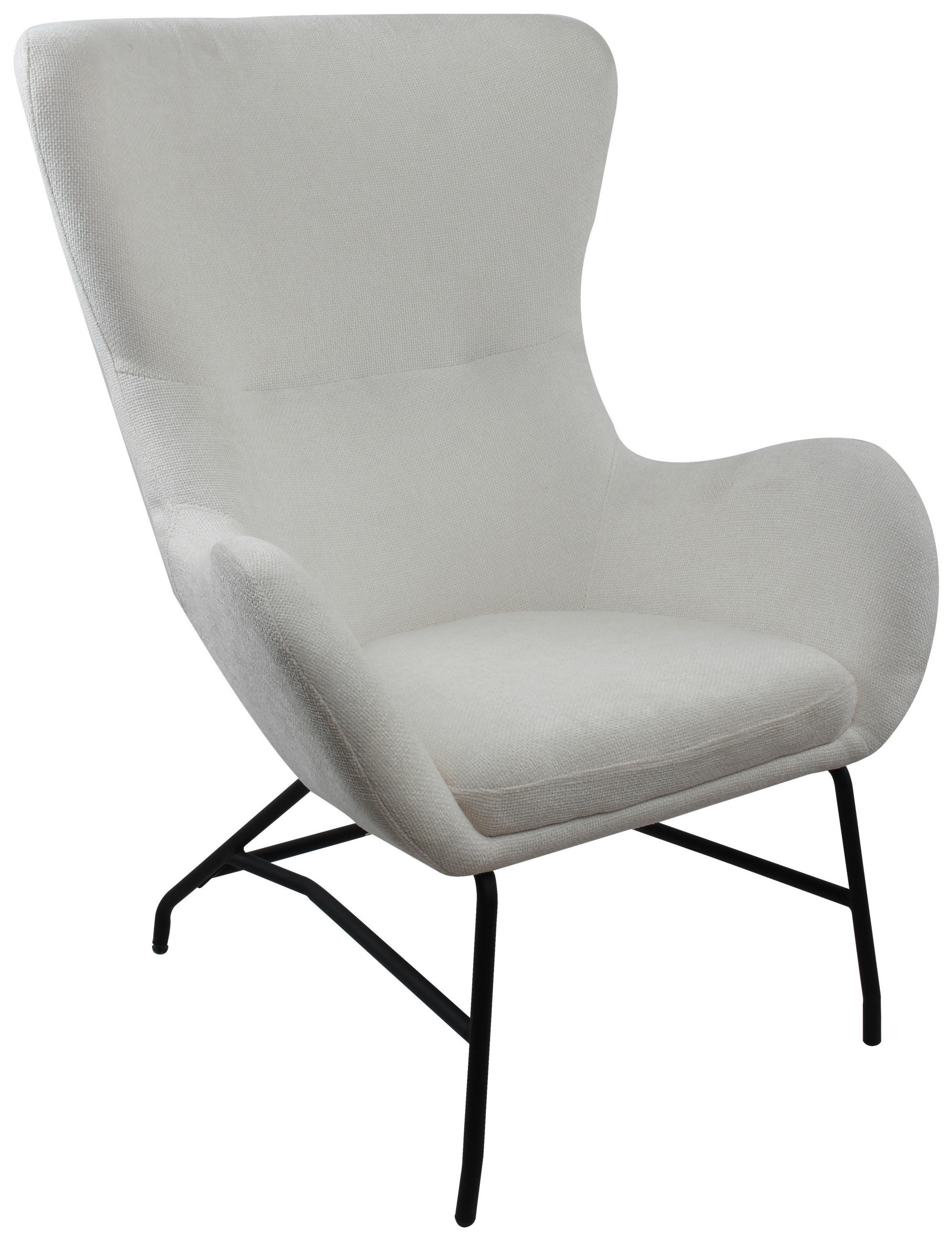 SESSEL in Bouclé Creme  - Creme/Schwarz, MODERN, Textil/Metall (77/106.5/84cm) - Livetastic