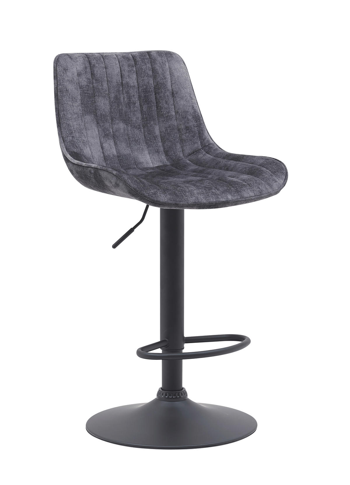 BARHOCKER-SET Samt, Mikrofaser Anthrazit Stahl erweiterbar, Sitzfläche 360° drehbar  - Anthrazit/Schwarz, MODERN, Textil/Metall (46/86-108/54cm) - MID.YOU