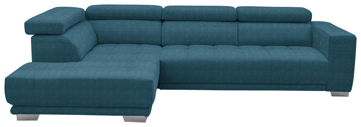 CANAPÉ D'ANGLE in Mikrofaser Blau  - Chromfarben/Blau, Design, Textil/Metall (207/301cm) - Xora