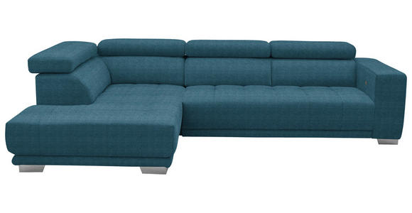 ECKSOFA in Mikrofaser Blau  - Chromfarben/Blau, Design, Textil/Metall (207/301cm) - Xora