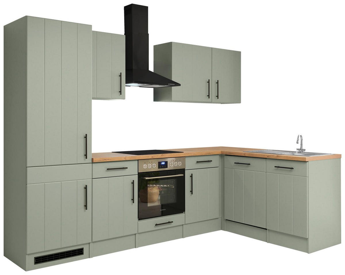 HÖRNKÖK 280/172 cm  i vildek, vassgrön  - vassgrön/vildek, Trend, metall/trämaterial (280/172cm) - Respekta