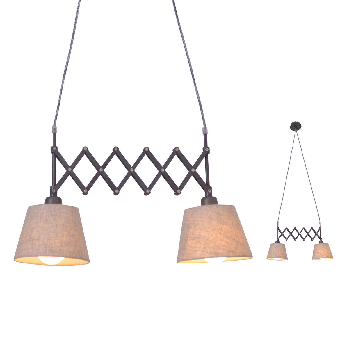 HÄNGELEUCHTE Adrienne 70/135 cm   - Braun/Naturfarben, KONVENTIONELL, Kunststoff/Textil (70/135cm) - Näve