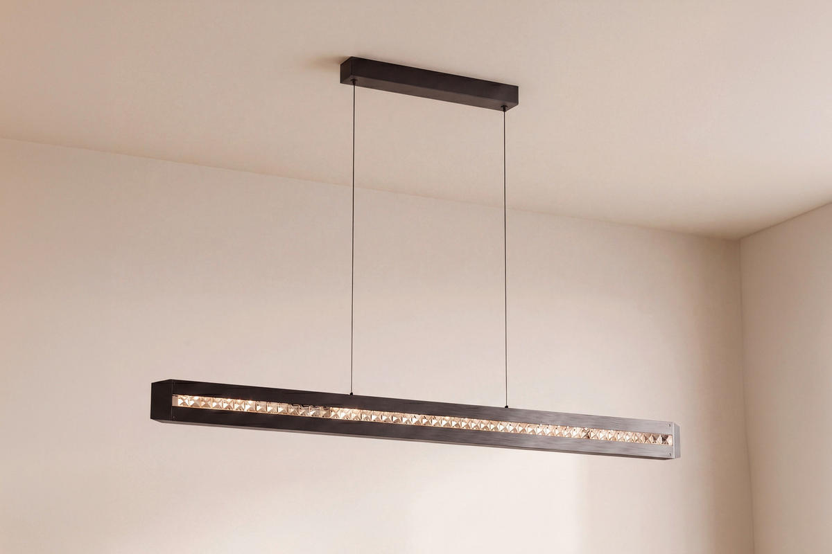 LED-HÄNGELEUCHTE Banda 115/6,5/150 cm   - Schwarz, Design, Glas/Metall (115/6,5/150cm) - Brilliant