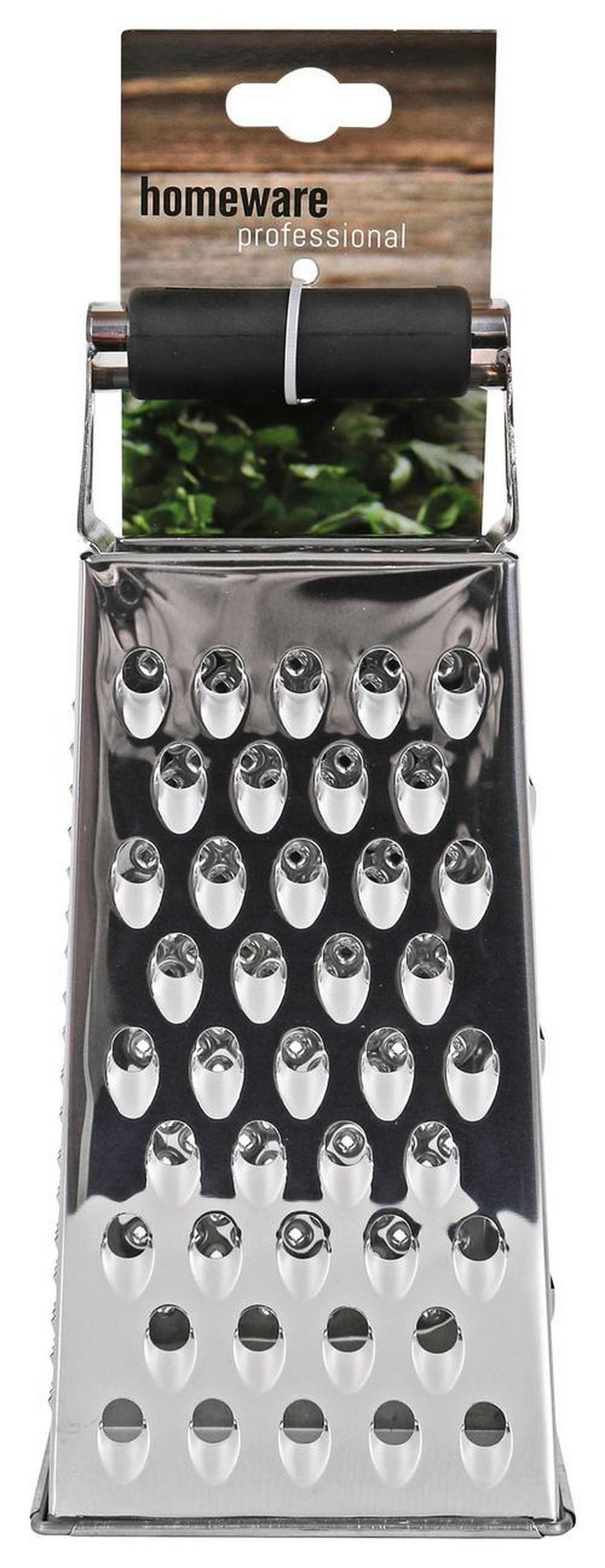 ČETVOROSTRANO RENDE - boja nerđajućeg čelika/crna, Osnovno, metal/plastika (24cm) - Homeware Profession.