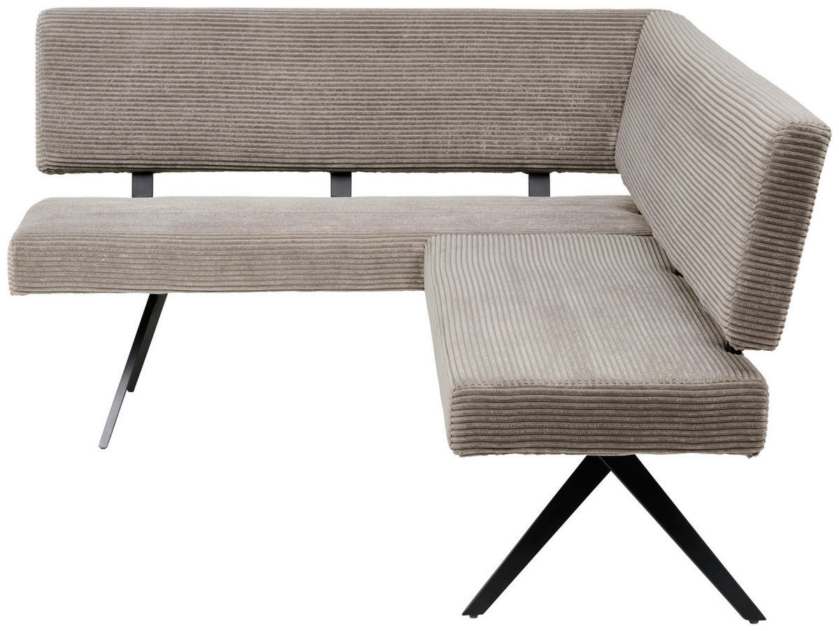 ECKBANK 150/190 cm Cord Grau   - Schwarz/Grau, KONVENTIONELL, Textil/Metall (150/190cm) - MID.YOU