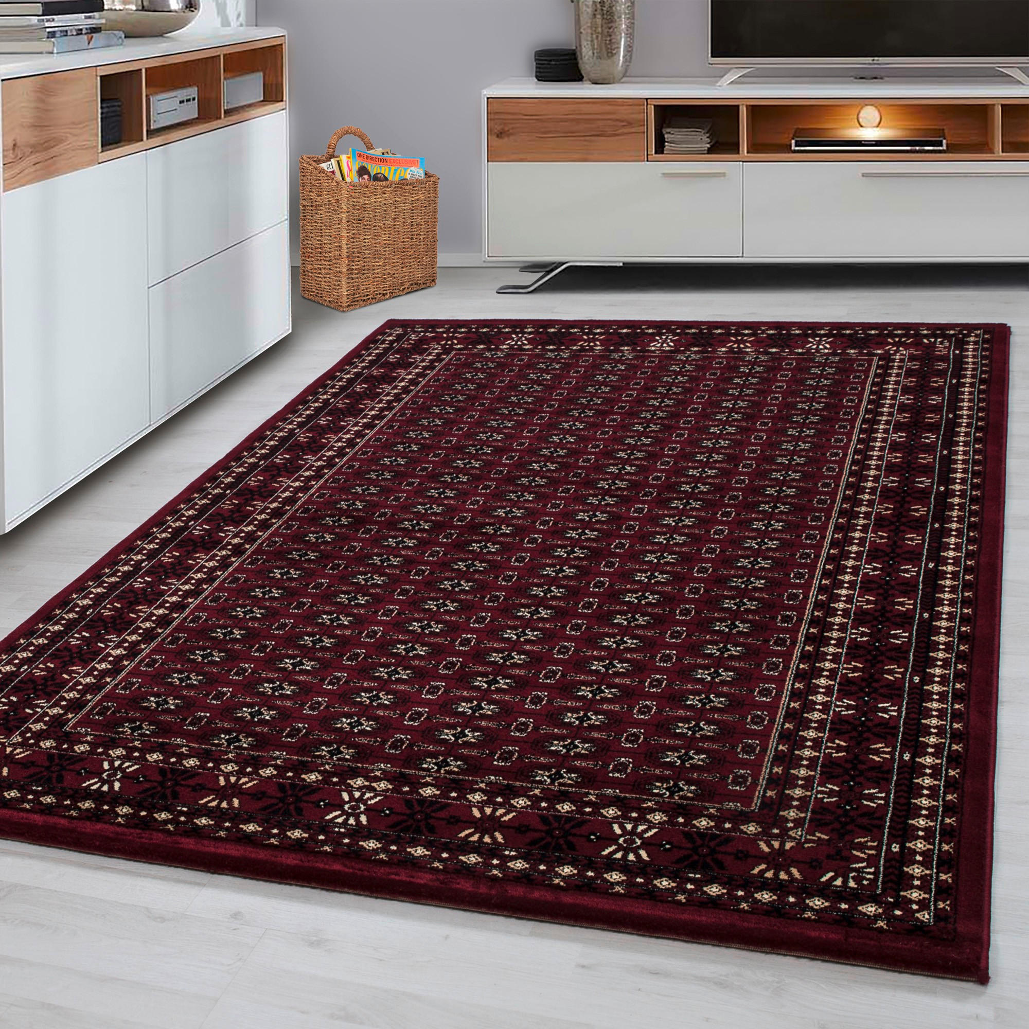 VÄVD MATTA 240/340 cm Marrakesh  - mörkröd, Klassisk, textil (240/340cm) - Novel