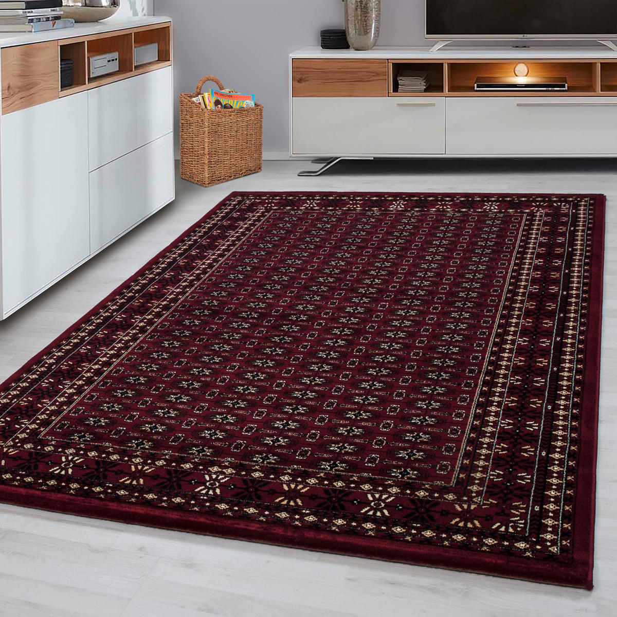 VÄVD MATTA 240/340 cm Marrakesh  - mörkröd, Klassisk, textil (240/340cm) - Novel