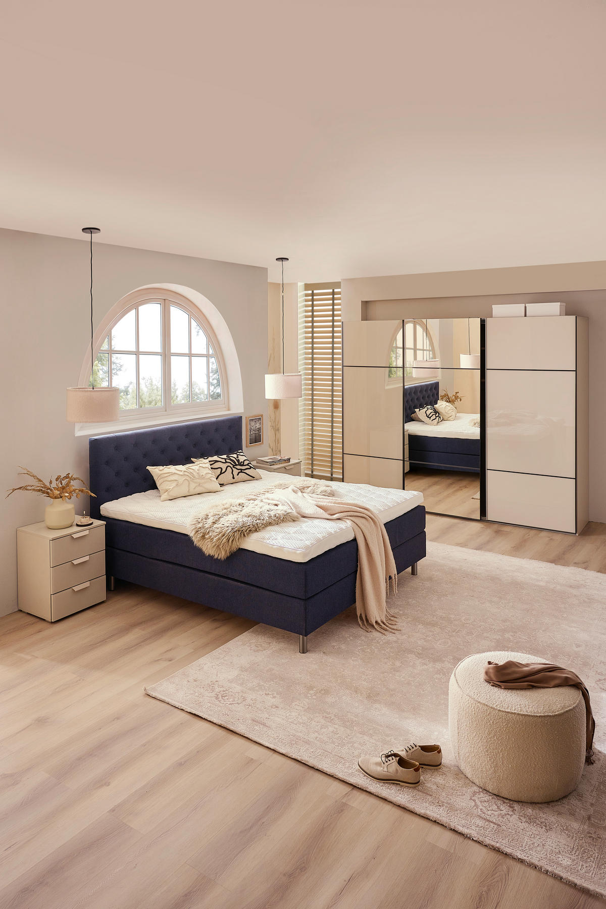 BOXSPRINGBETT 180/200 cm  in Anthrazit  - Anthrazit/Silberfarben, Konventionell, Textil/Metall (180/200cm) - Welnova