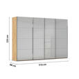 SCHWEBETÜRENSCHRANK 316/223/68 cm 4-türig Hellgrau, Eiche Artisan  - Chromfarben/Hellgrau, Design, Glas/Holzwerkstoff (316/223/68cm) - Novel