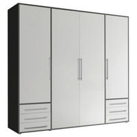 DREHTÜRENSCHRANK in Graphitfarben, Weiss  - Weiss/Silberfarben, Modern, Holzwerkstoff/Kunststoff (206/194/58cm) - Livetastic