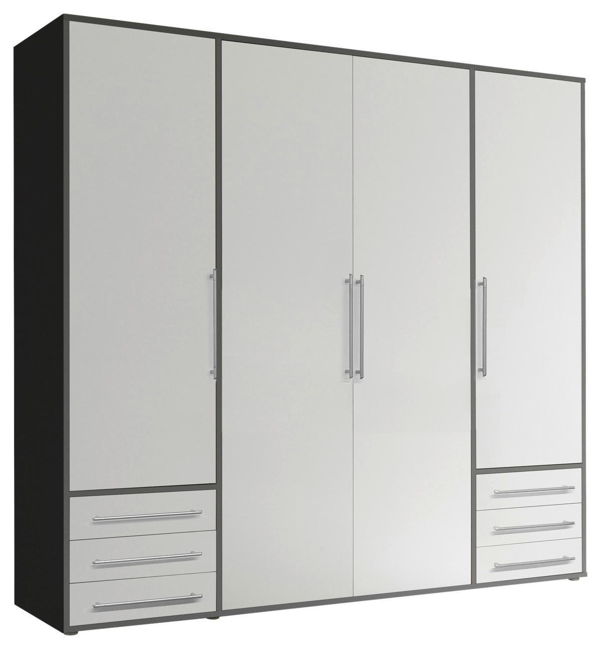 DREHTÜRENSCHRANK in Graphitfarben, Weiss  - Weiss/Silberfarben, Modern, Holzwerkstoff/Kunststoff (206/194/58cm) - Livetastic
