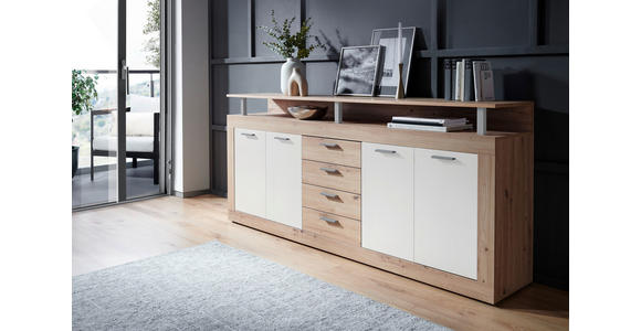 SIDEBOARD 195/88/38 cm  - Alufarben/Schwarz, Basics, Holzwerkstoff/Kunststoff (195/88/38cm) - Xora