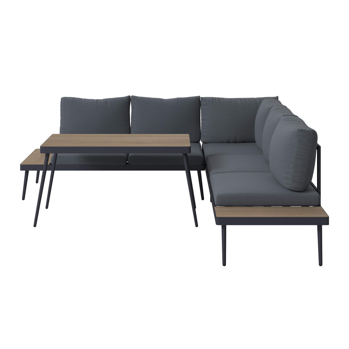 LOUNGEGARNITUR 226/226 cm Aluminium  - Dunkelgrau/Naturfarben, MODERN, Kunststoff/Textil (226/226cm) - Ambia Garden