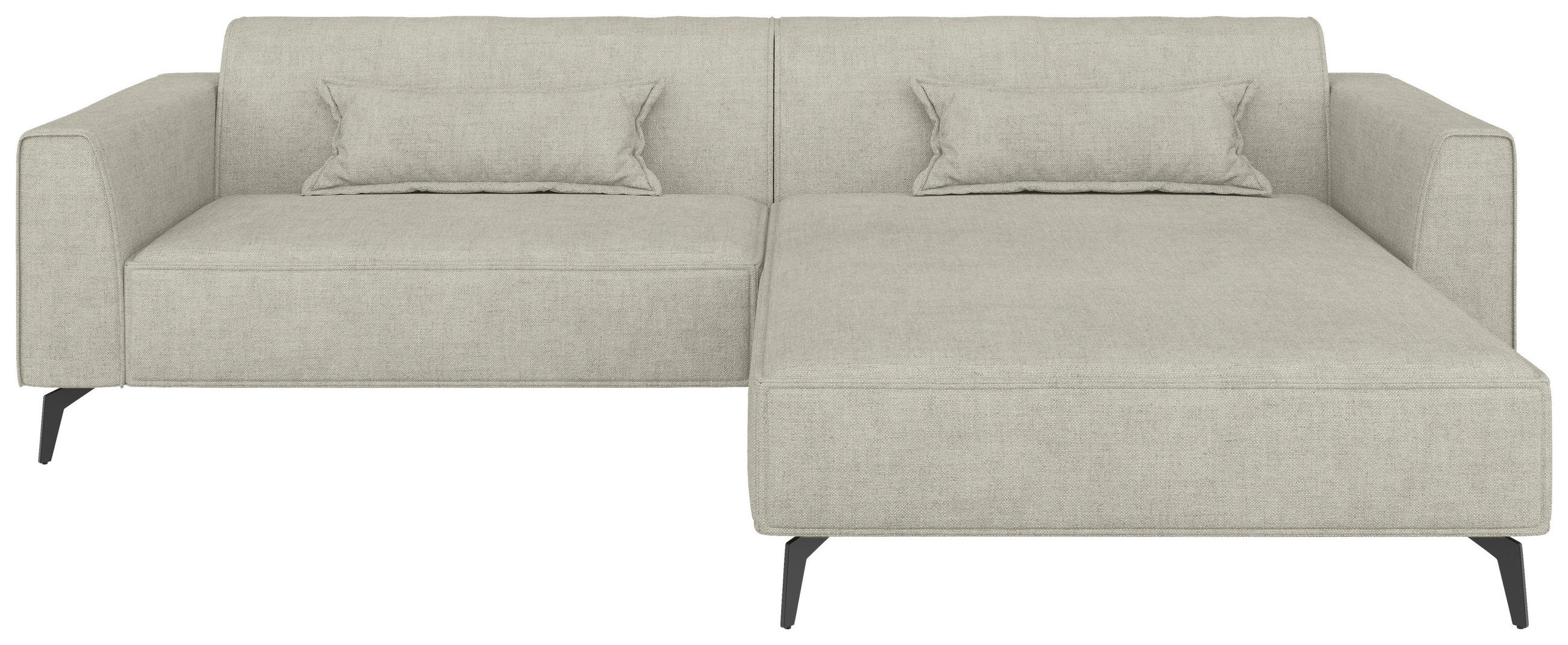 ECKSOFA  in Chenille Naturfarben  300/190 cm  - Hellbraun/Schwarz, MODERN, Textil/Metall (300/190cm) - Carryhome