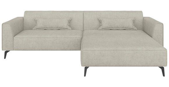 ECKSOFA  in Chenille Naturfarben Rückenkissen  300/190 cm  - Hellbraun/Schwarz, MODERN, Textil/Metall (300/190cm) - Carryhome