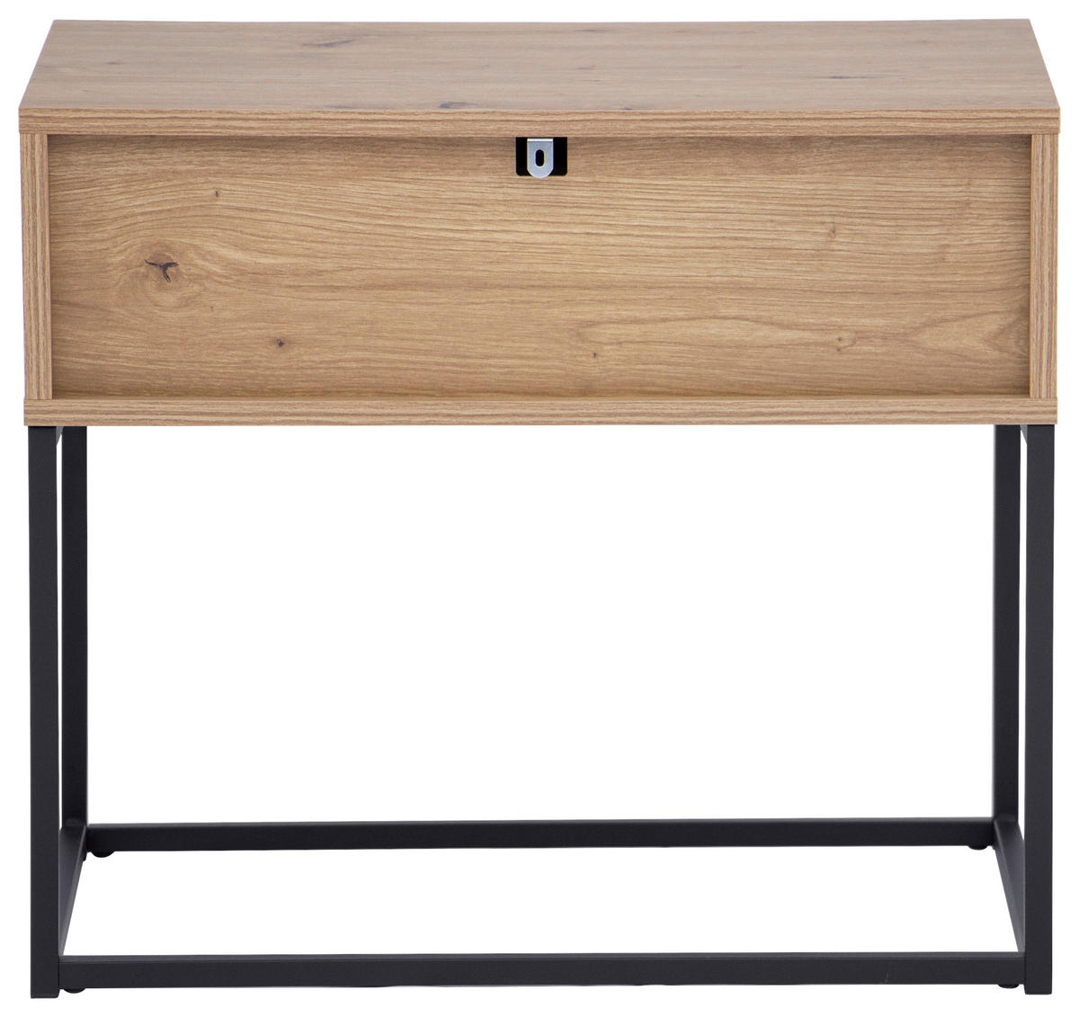 NACHTSCHRANK 59,5/52/38,5 cm  - Eichefarben/Schwarz, KONVENTIONELL, Holzwerkstoff/Metall (59,5/52/38,5cm) - Boxxx