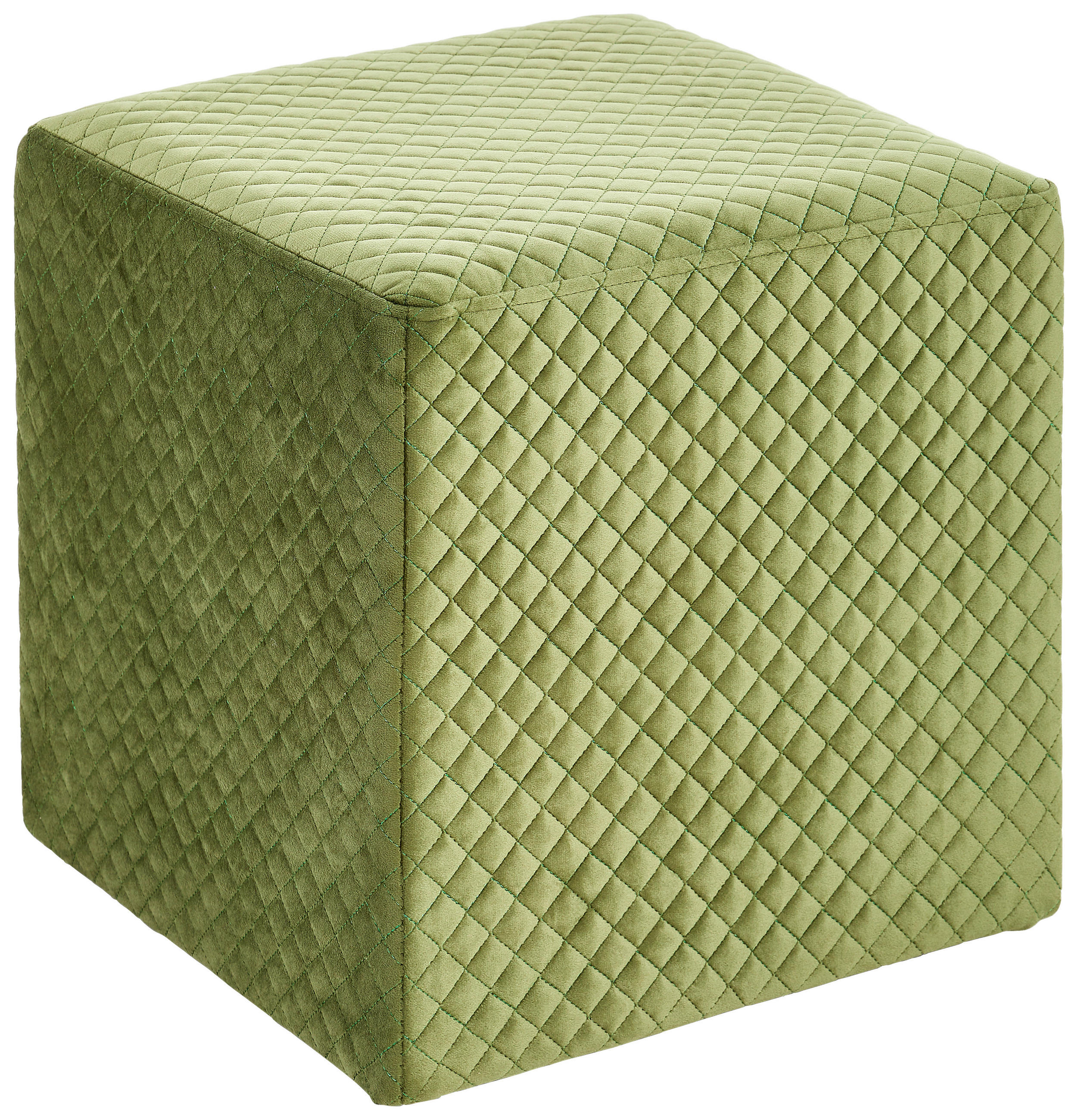 Taburet din lemn, textil, verde