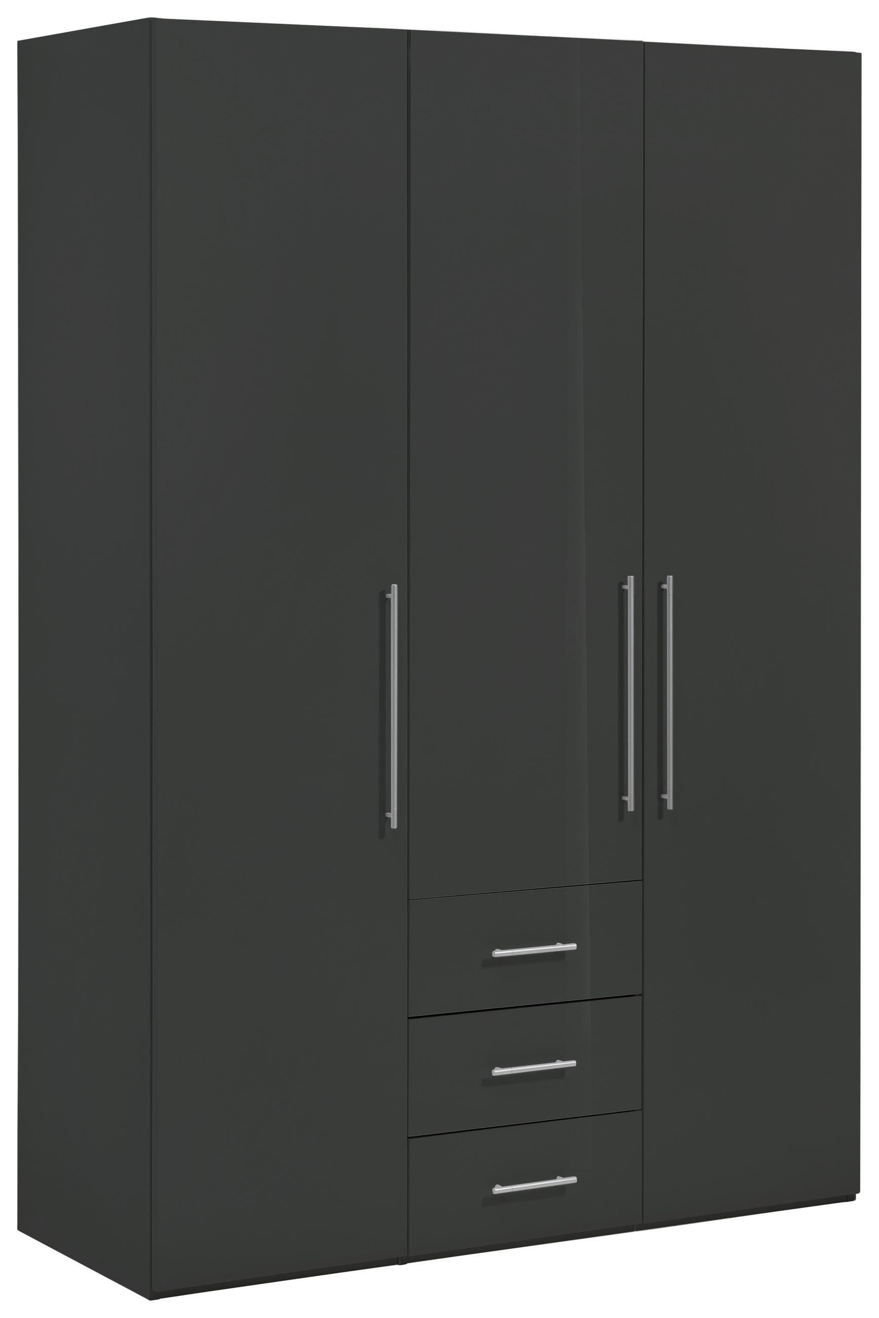 DREHTÜRENSCHRANK  in Anthrazit, Anthrazit Hochglanz  - Anthrazit/Anthrazit Hochglanz, KONVENTIONELL, Holzwerkstoff/Metall (146,6/218,6/59,5cm) - Xora