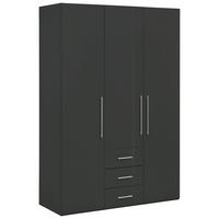 GARDEROB MED GÅNGJÄRN 146,6/218,6/59,5 cm 3-dörrar - aluminiumfärg/antracit högglans, Klassisk, metall/trämaterial (146,6/218,6/59,5cm) - Best Price