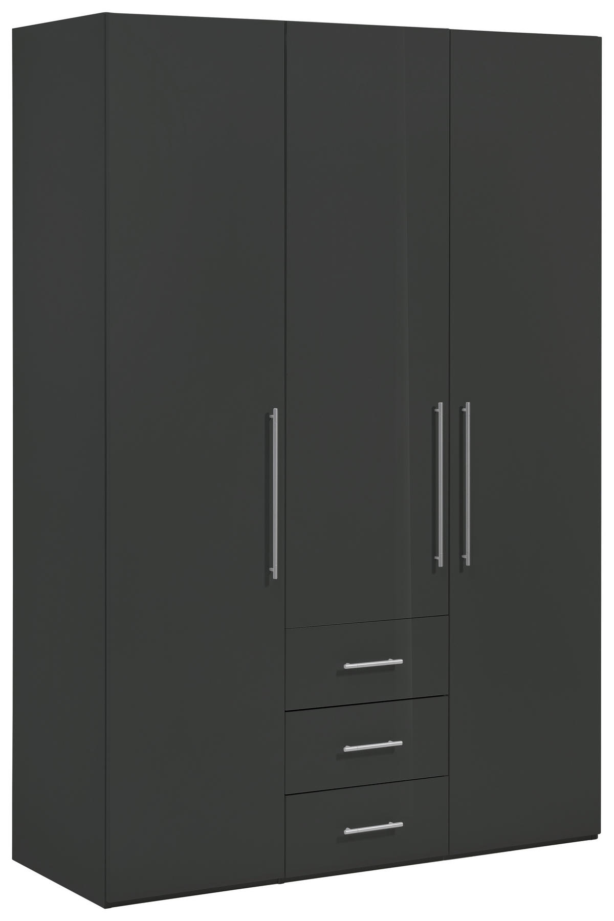 GARDEROB MED GÅNGJÄRN 146,6/218,6/59,5 cm 3-dörrar - aluminiumfärg/antracit högglans, Klassisk, metall/trämaterial (146,6/218,6/59,5cm) - Best Price