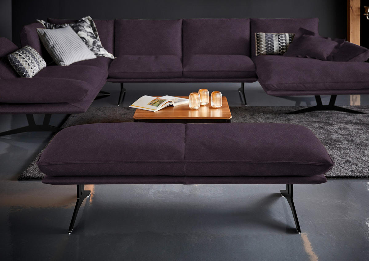 WOHNLANDSCHAFT in Echtleder Violett  - Violett/Schwarz, Natur, Leder/Metall (217/359/155cm) - Dieter Knoll