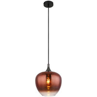 ZÁVESNÉ SVIETIDLO, E27/60 W, 24/120 cm  - čierna/medená, Design, kov/sklo (24/120cm) - Globo