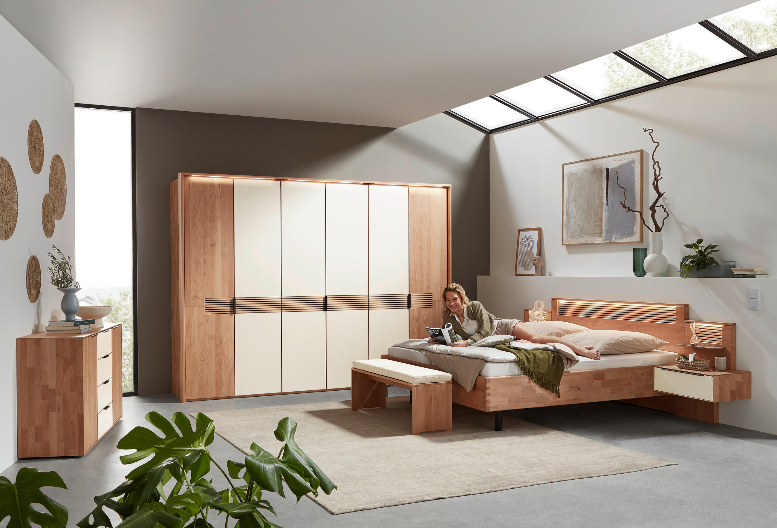LIT AVEC CHEVETS INTÉGRÉS 180/200 cm  in Erlefarben   - couleur d'aulne, Natur, bois/matériau de bois (180/200cm) - Valnatura