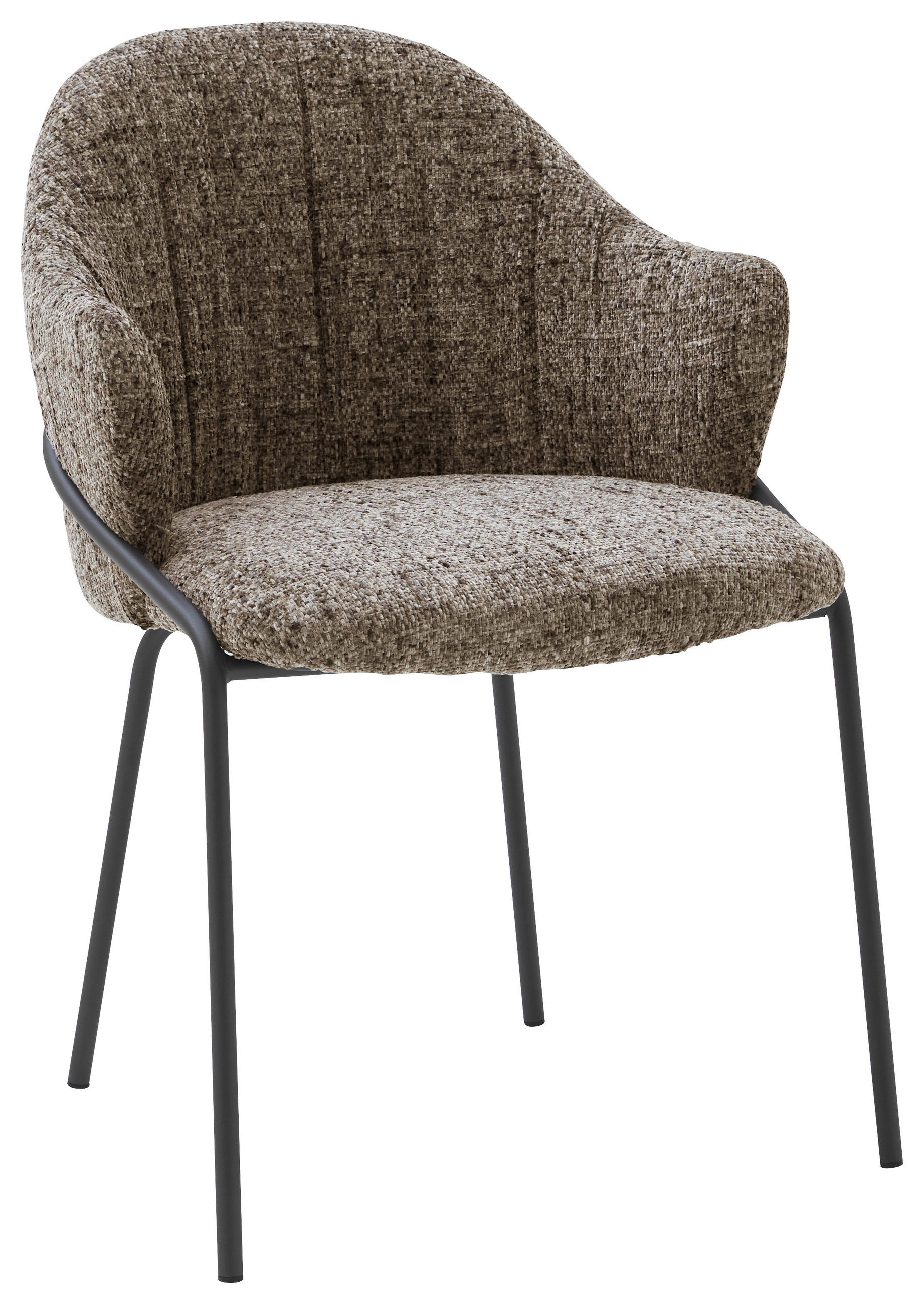 ARMLEHNSTUHL  in beflockt  - Anthrazit/Braun, Design, Textil/Metall (55/84/55cm) - Emilio Belluti