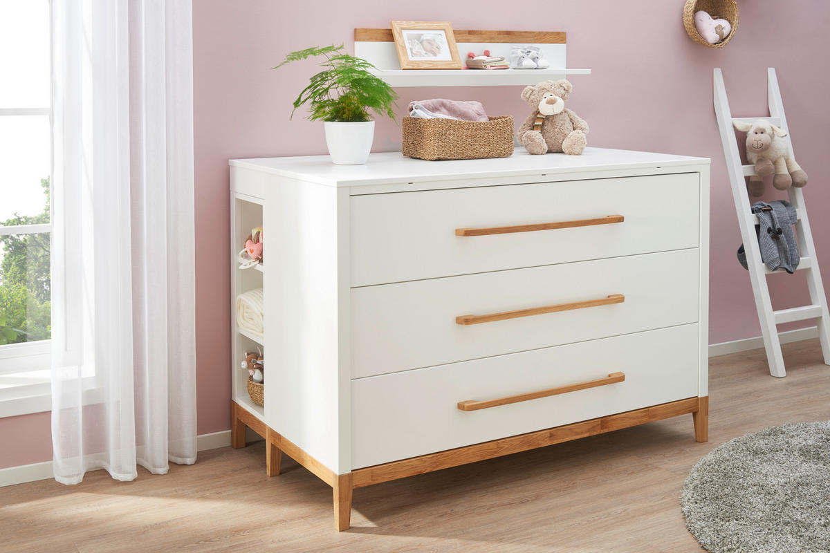 WICKELKOMMODE Scandic Weiß, Eichefarben  - Eichefarben/Weiß, Design, Holz/Holzwerkstoff (135/92/47cm) - Jimmylee