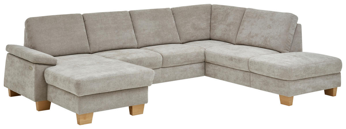 WOHNLANDSCHAFT Beldomo System in Flachgewebe Beige  - Eichefarben/Beige, KONVENTIONELL, Holz/Textil (167/316/235cm) - Beldomo System