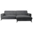 ECKSOFA inkl. Funktion Grau Cord  - Schwarz/Grau, KONVENTIONELL, Textil/Metall (290/178cm) - Cantus