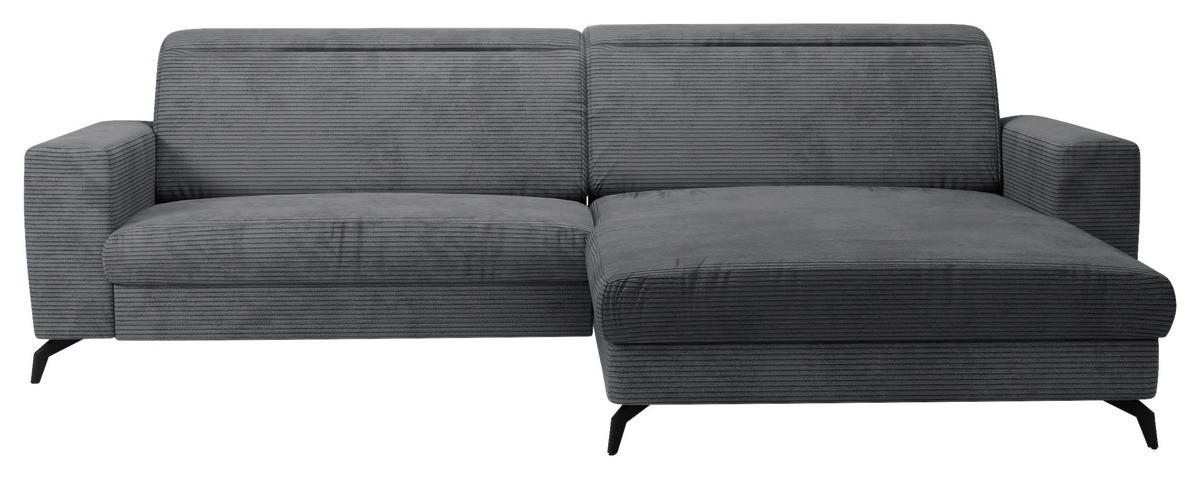 ECKSOFA in Cord Grau  - Schwarz/Grau, Konventionell, Textil/Metall (290/178cm) - Sit & More
