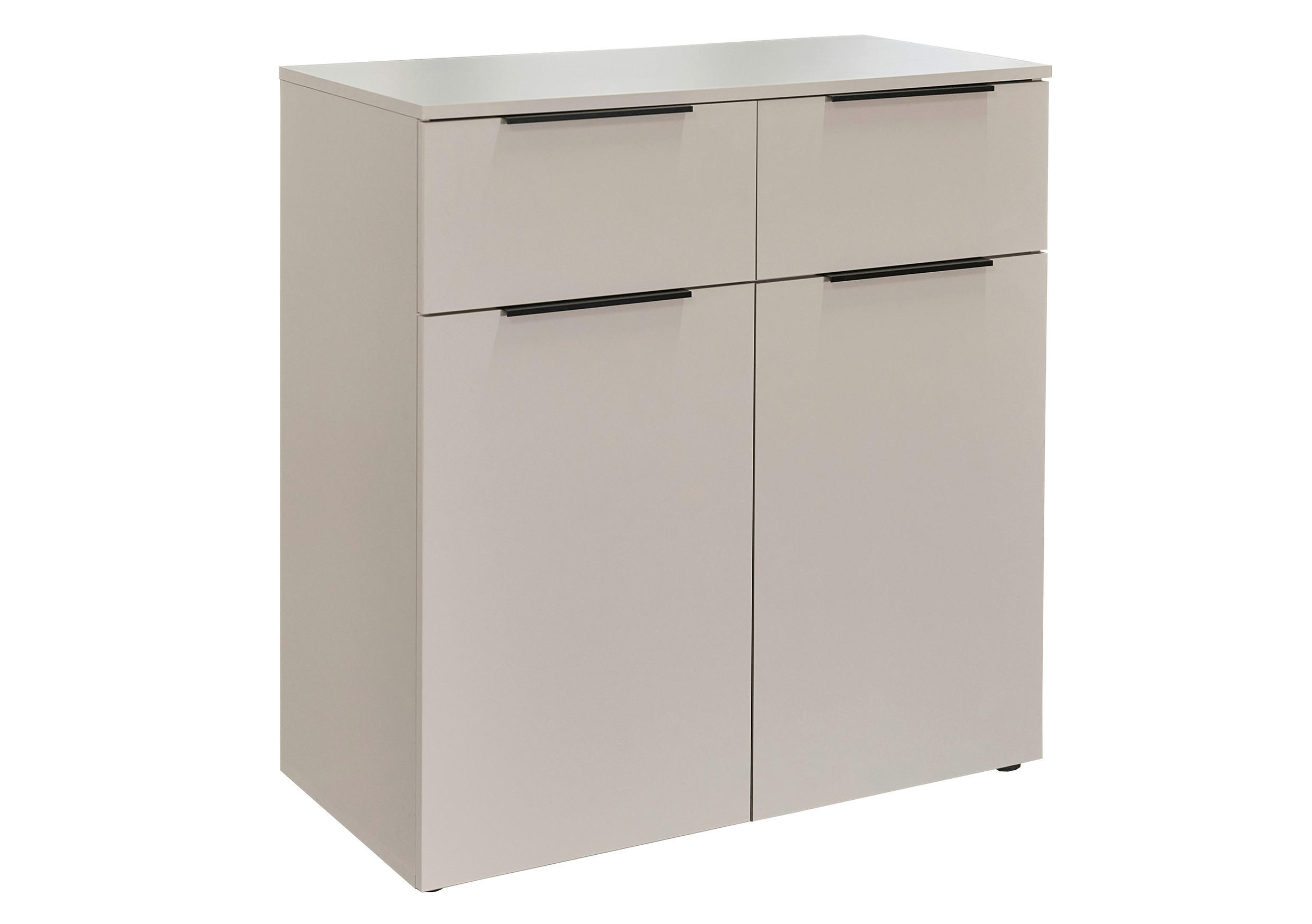 KOMMODE , 91/93/42 cm, 2 Schublade(n)  - Kaschmir/Schwarz, KONVENTIONELL, Holzwerkstoff/Kunststoff (91/93/42cm) - Xora