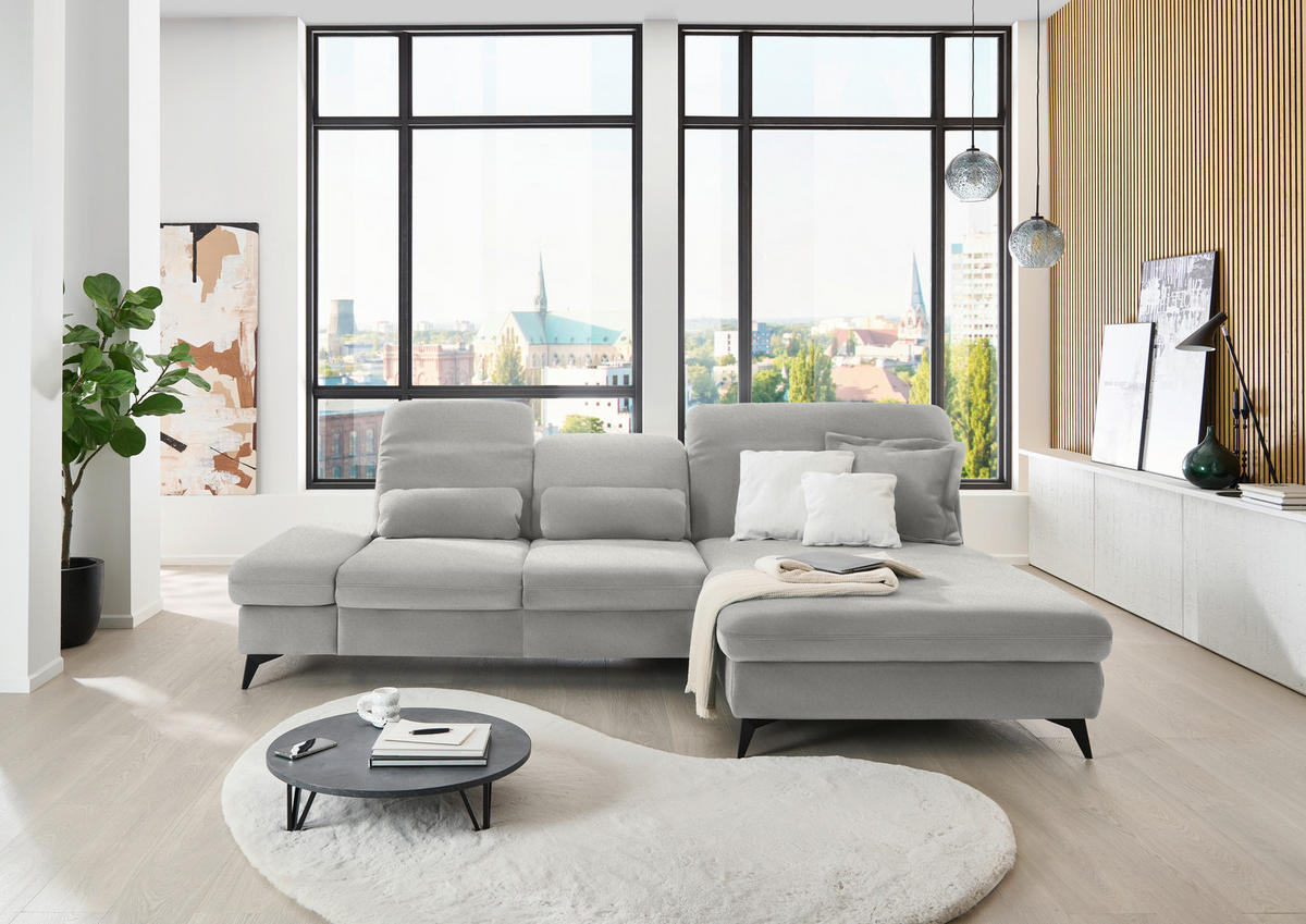 ECKSOFA  in Chenille Cappuccino  288/198 cm  - Schwarz/Cappuccino, Design, Textil/Metall (288/198cm) - Beldomo Style