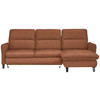 ECKSOFA Cognac Plüsch  - Cognac/Schwarz, KONVENTIONELL, Textil/Metall (254/190cm) - Livetastic