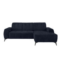ECKSOFA Dunkelblau Mikrofaser  - Schwarz/Dunkelblau, MODERN, Textil/Metall (258/180cm) - Livetastic