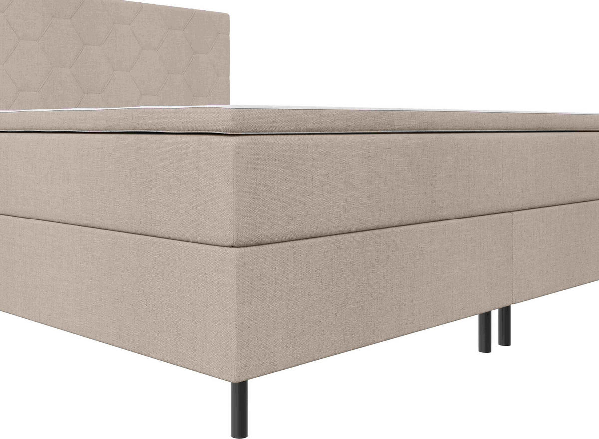 BOXSPRINGBETT 160/200 cm  Beige  - Beige/Schwarz, Konventionell, Textil/Metall (160/200cm) - Chameo
