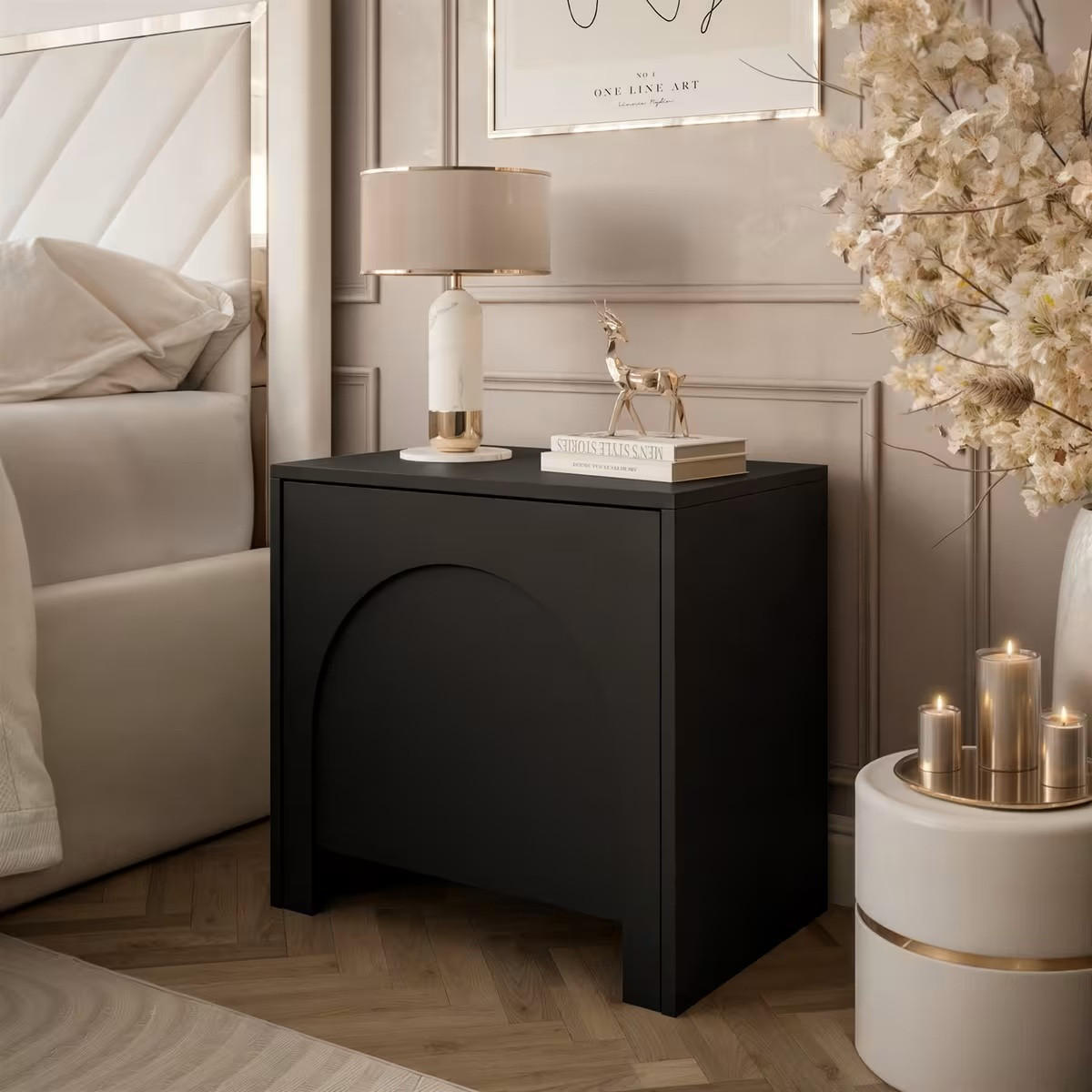 NACHTSCHRANK 53,5/51/35 cm  - Schwarz, Design, Holzwerkstoff (53,5/51/35cm) - Boxxx