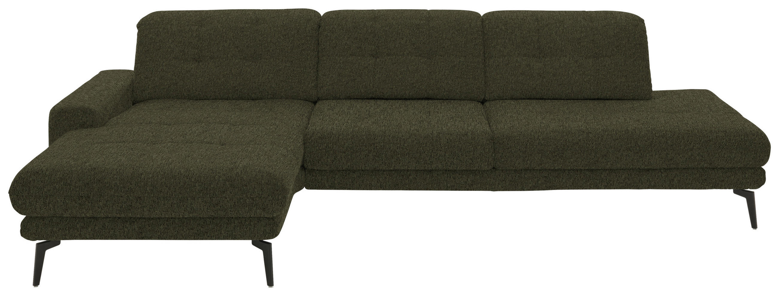 ECKSOFA in Flachgewebe Dunkelgrün  - Dunkelgrün/Schwarz, Design, Textil/Metall (190/309cm) - Beldomo Style