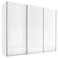 SCHWEBETÜRENSCHRANK Weiss, Chromfarben, Weiss Hochglanz  - Weiss Hochglanz/Chromfarben, Modern, Holzwerkstoff/Metall (249/222/68cm) - Moderano