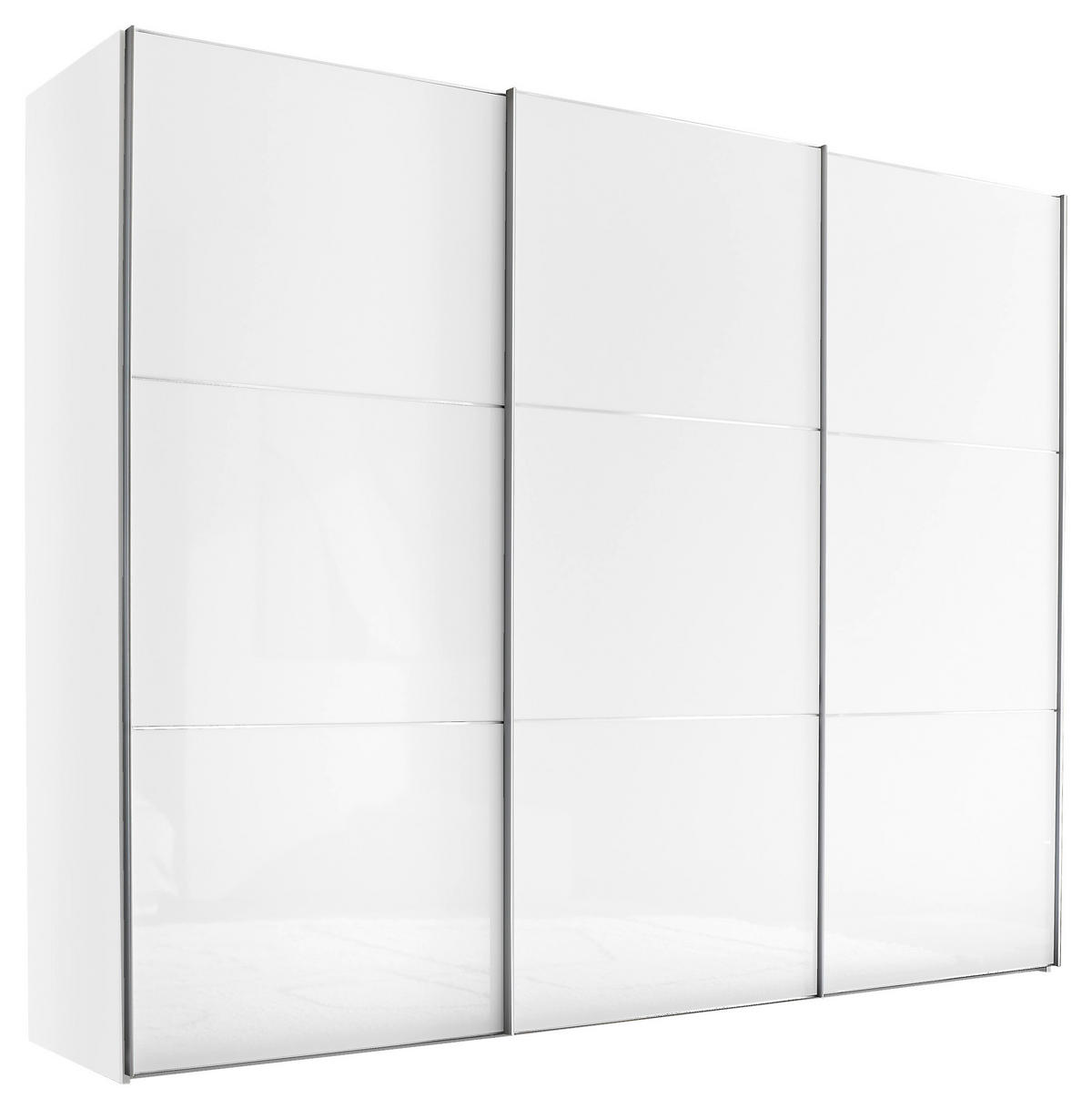 SCHWEBETÜRENSCHRANK Weiss, Chromfarben, Weiss Hochglanz  - Weiss Hochglanz/Chromfarben, Modern, Holzwerkstoff/Metall (249/222/68cm) - Moderano