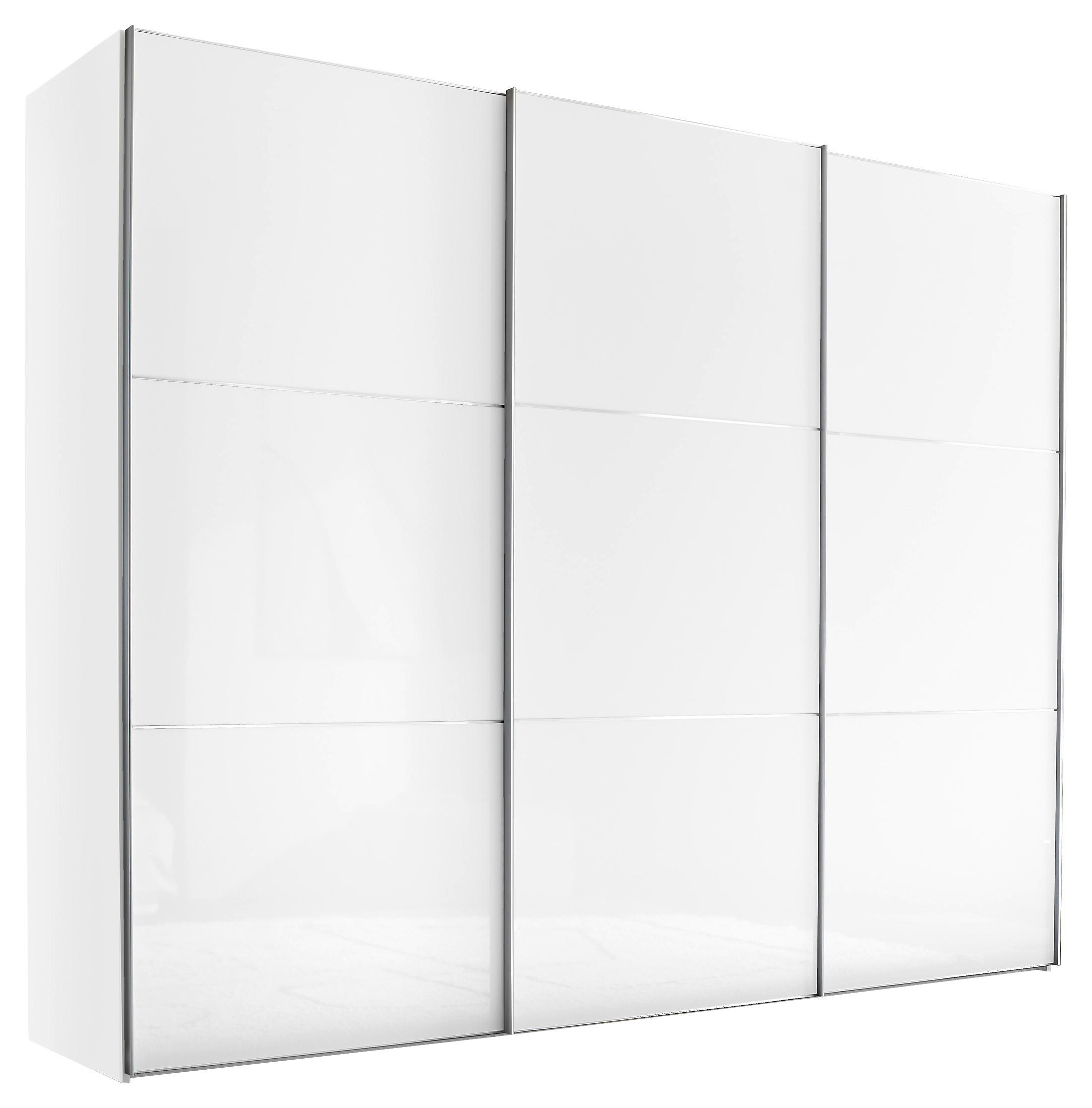 Moderano Schwebetürenschrank Weiß, Chrom, Weiß Hochglanz 280x222x68 cm